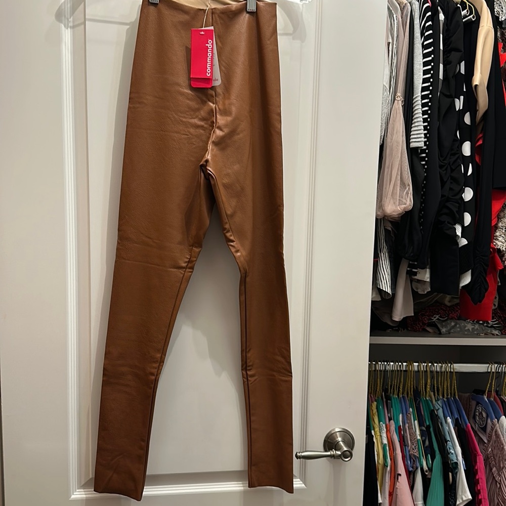 Commando Faux Leather Leggings Pants in Cocoa color Size S